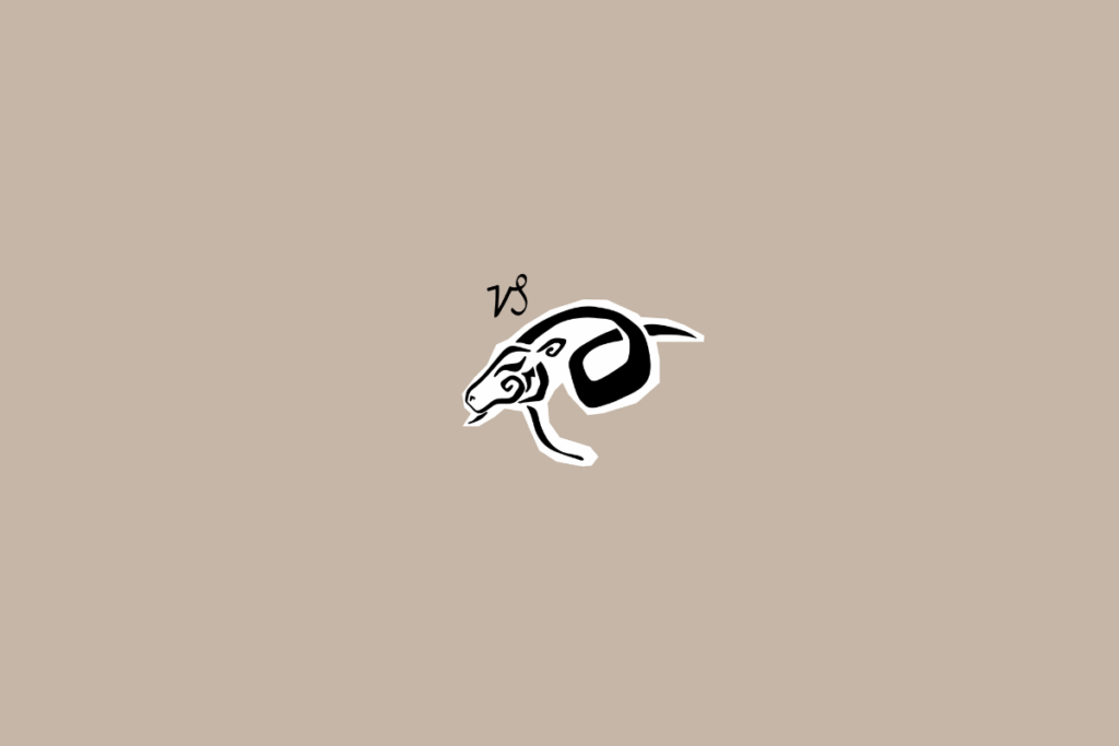 Ilustração estilizada em preto e branco de uma cabra, representando o signo de Capricórnio, em fundo bege 